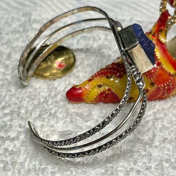 Stunning sterling silver Druzy Ethnic Handmade Adjustable Bangle - Picture 6 of 14